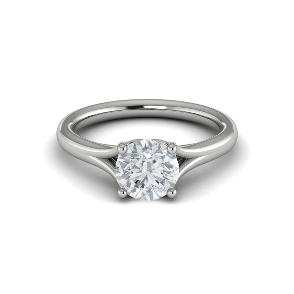 Round Solitaire, Split Shank Engagement Ring in Platinum by Vlora Bridal