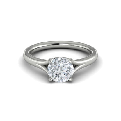 Round Solitaire, Split Shank Engagement Ring in Platinum by Vlora Bridal