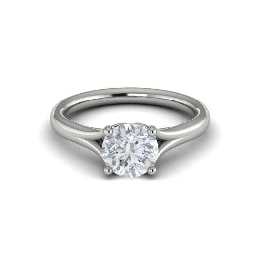 Round Solitaire, Split Shank Engagement Ring in Platinum by Vlora Bridal