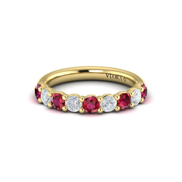Classic Ruby and Diamond Stackable Band