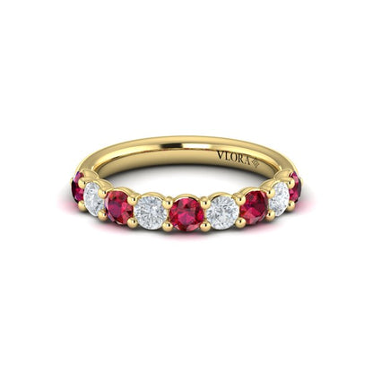 Classic Ruby and Diamond Stackable Band