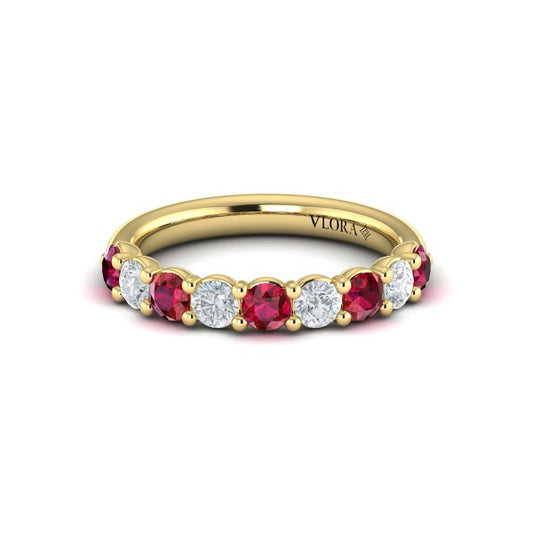 Classic Ruby and Diamond Stackable Band