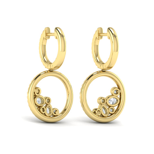 Pavé Halo and Bezel Set Diamond Circle Earrings