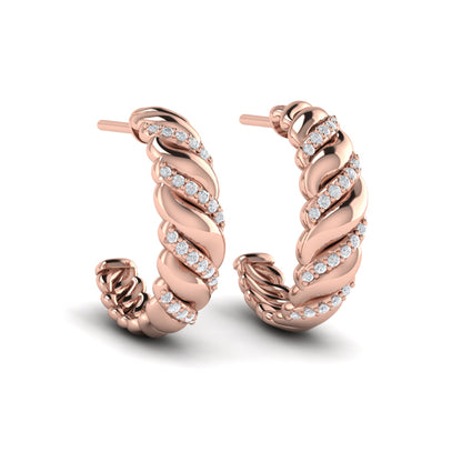 Diamond Pavé Twisted Hoop Earrings