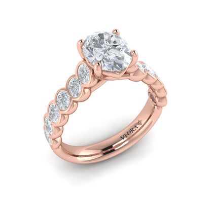 Oval Accent Oval Diamond Engagement Ring