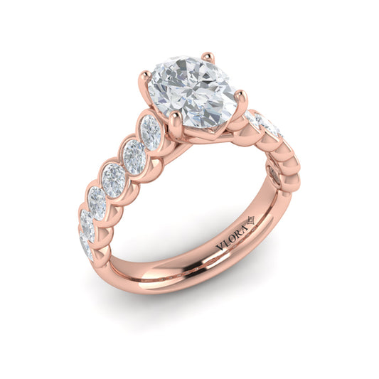 Oval Accent Oval Diamond Engagement Ring