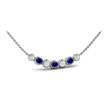 Diamond and Sapphire Rounded Bezel Pendant
