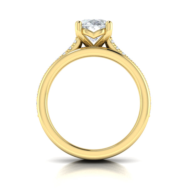 Triple Band Pave Oval Engagement Ring