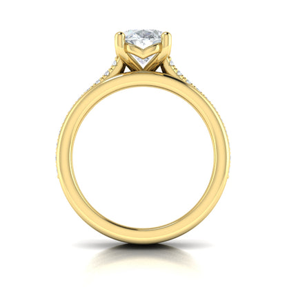 Triple Band Pave Oval Engagement Ring