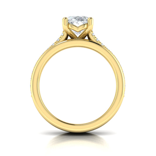 Triple Band Pave Oval Engagement Ring