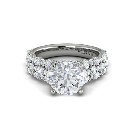 Round Classic Engagement Ring in Platinum by Vlora Bridal