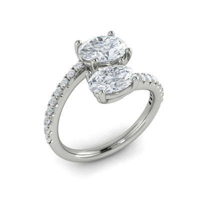 Two Stone Engagement Ring in Platinum by Vlora Bridal