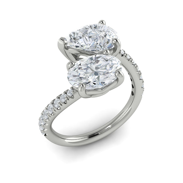 Kissing Oval and Pear Two Stone Engagement Ring