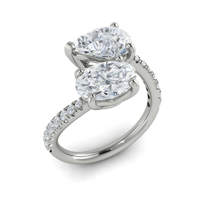 Kissing Oval and Pear Two Stone Engagement Ring
