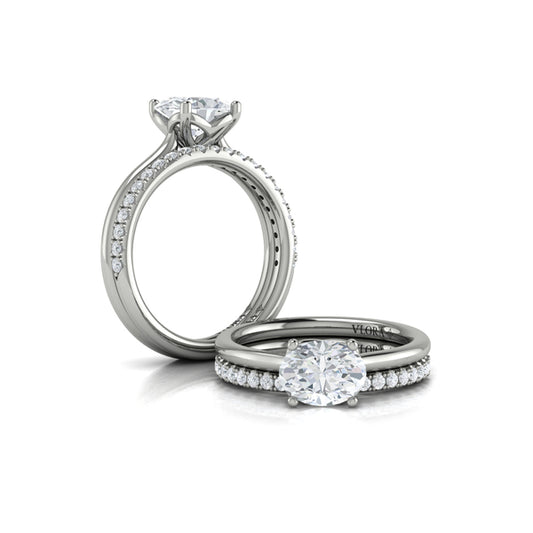 Oval Solitaire Engagement Ring in Platinum by Vlora Bridal
