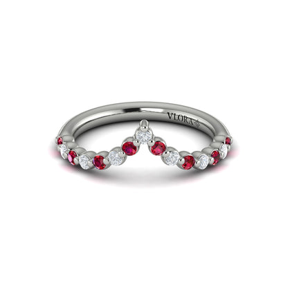 Diamond and Ruby Chevron Ring