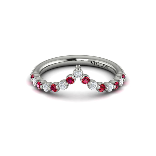 Diamond and Ruby Chevron Ring
