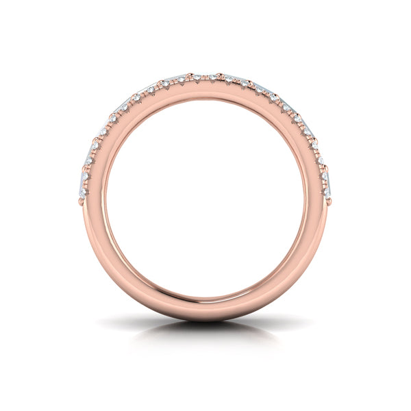 Diamond Open Three Row and Diamond Baguettes Ring