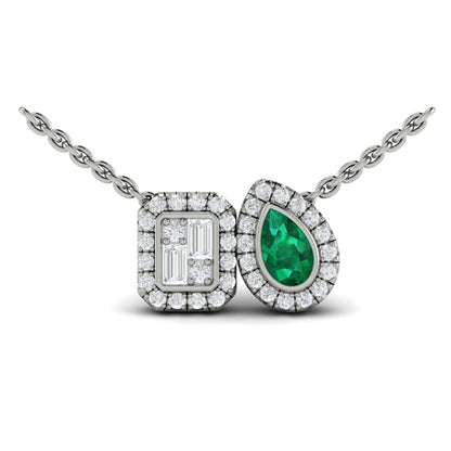 Diamond and Emerald Toi et Moi Pendant