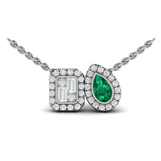 Diamond and Emerald Toi et Moi Pendant