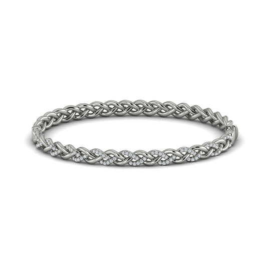 Alternating Diamond Twist Bangle Bracelet