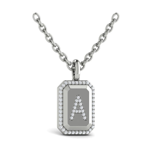Diamond Medallion Alphabet Pendant Link Necklace, A