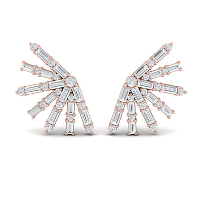Baguette Radiant Diamond Stud Earrings