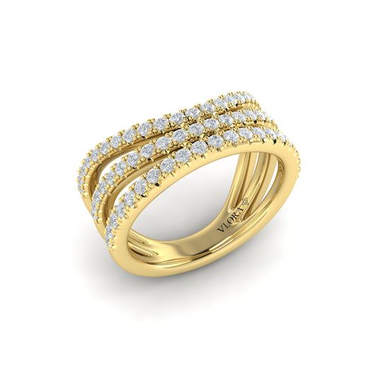 Diamond Multi-Row Curved Statement Ring