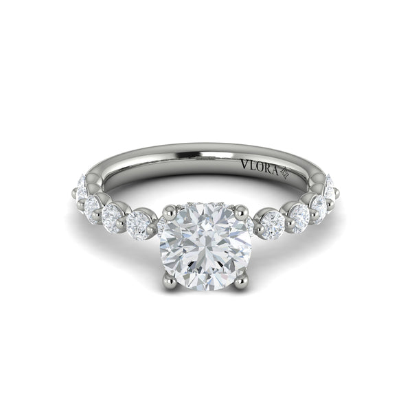 Classic Round Engagement Ring with Floating Diamond Band