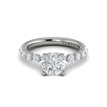 Classic Round Engagement Ring with Floating Diamond Band
