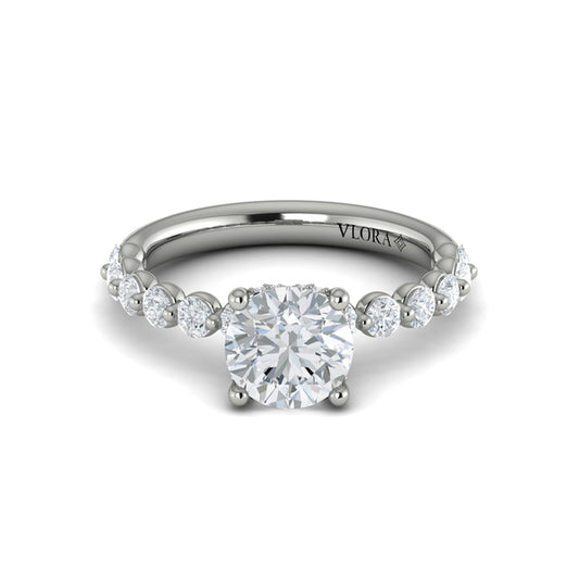 Classic Round Engagement Ring with Floating Diamond Band