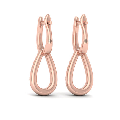 Diamond Open Tear Drop Link Earrings