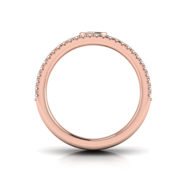 Diamond Open Three Row and Oval Centerstone  Ring