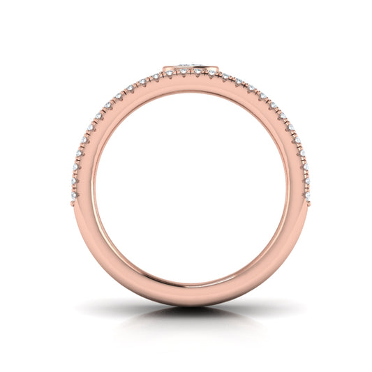 Diamond Open Three Row and Oval Centerstone  Ring