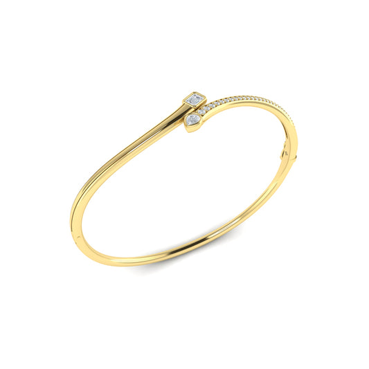 Emerald & Pear Shape Diamond Open Bangle