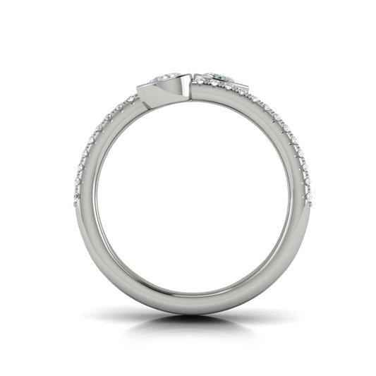 Diamond Three Row Diamond Pear Wrap Ring