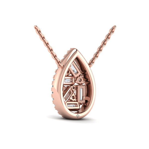 Multi Diamond Tear Drop Baguette Pendant Necklace