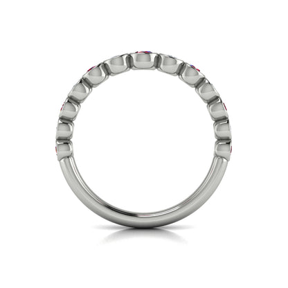 Round Bezel Set Diamond and Ruby Ring