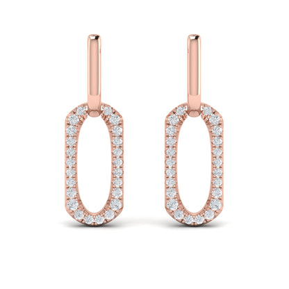 Diamond North South Open Oval Pendant Link Earrings