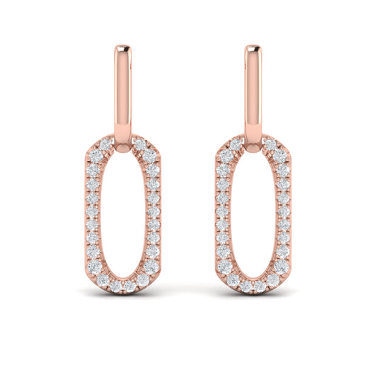 Diamond North South Open Oval Pendant Link Earrings
