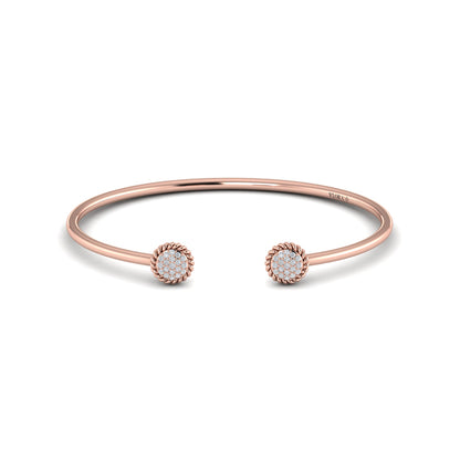 Double Round Shaped Diamond Pavé Open Bangle