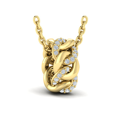 Channel Set Link with Diamonds Pendant Necklace