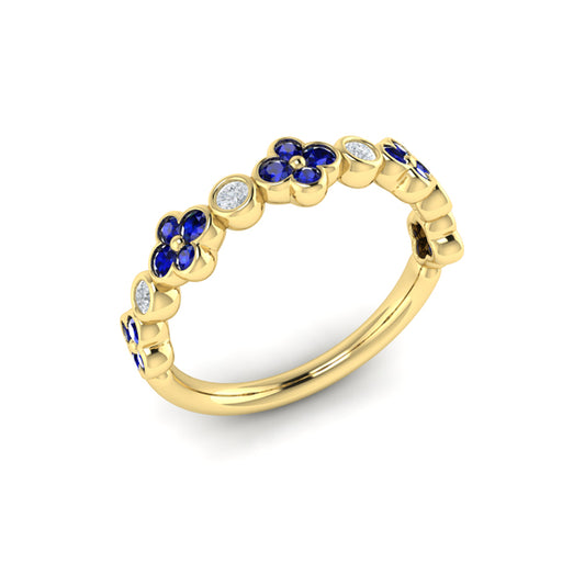 Sapphire Bloom Diamond Band