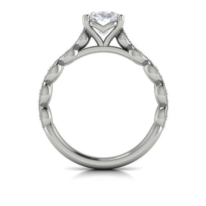 Oval Classic, Modern Vintage Engagement Ring in Platinum by Vlora Bridal