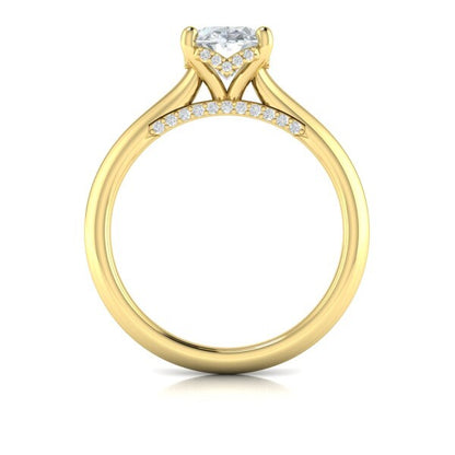 Solitaire Oval Engagement Ring with Hidden Halo