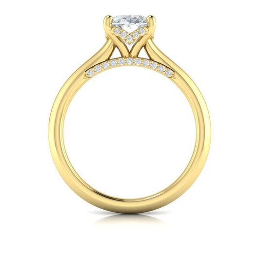 Solitaire Oval Engagement Ring with Hidden Halo