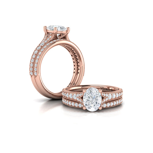 Matching Bands Wedding Band in 14K Rose Gold by Vlora Bridal