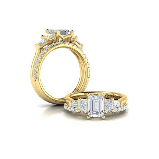 Quintet Emerald Cut Engagement Ring