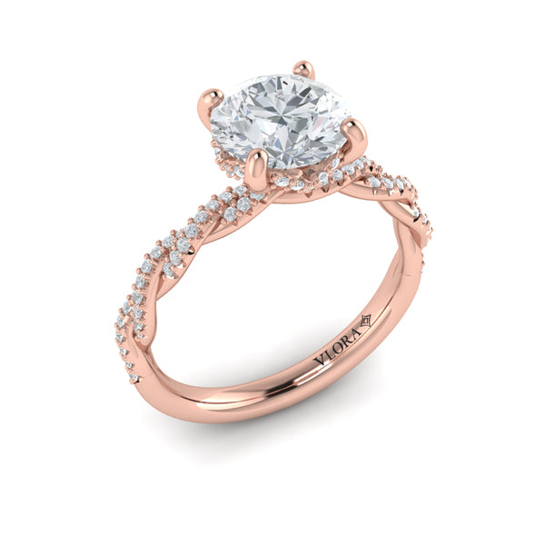 Round Classic Engagement Ring in 14K Rose Gold by Vlora Bridal
