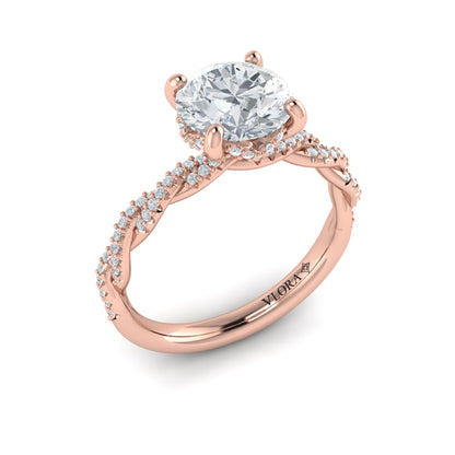 Round Classic Engagement Ring in 14K Rose Gold by Vlora Bridal
